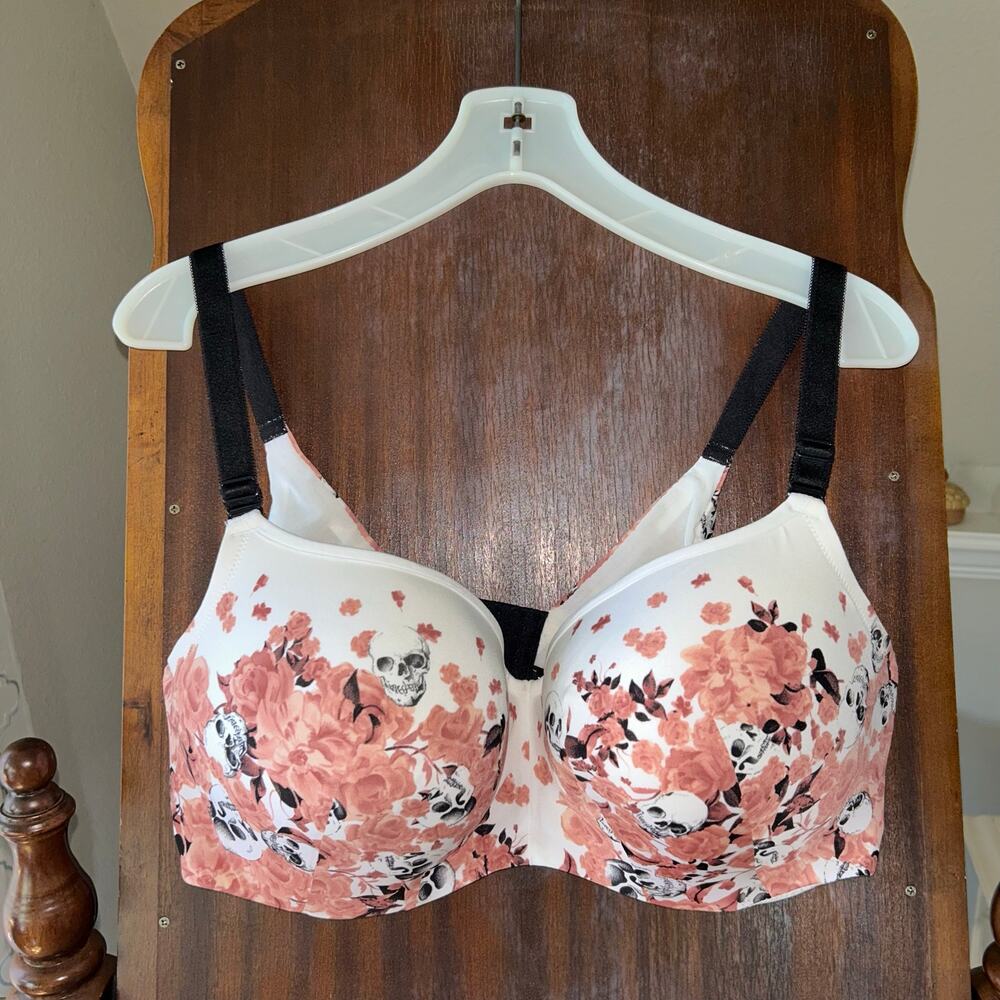 Set of 2 Torrid 360 smoothing vintage pastel floral skull Curve bra Sz 42DDD - Picture 2 of 12